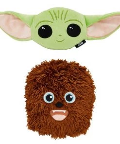 STAR WARS THE MANDALORIAN GROGU + CHEWBACCA Round Plush Squeaky Dog Toy