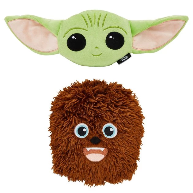 STAR WARS THE MANDALORIAN GROGU + CHEWBACCA Round Plush Squeaky Dog Toy 1 STAR WARS THE MANDALORIAN GROGU + CHEWBACCA Round Plush Squeaky Dog Toy