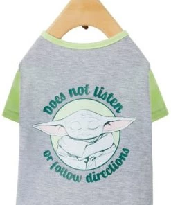 STAR WARS THE MANDALORIAN GROGU "Doesn't Listen" Dog & Cat Raglan T-shirt -STAR WARS Shop 311884 PT4. SY630 V1643328443