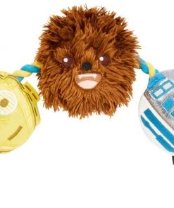 STAR WARS R2-D2, C-3PO & CHEWBACCA Plush with Rope Squeaky Dog Toy