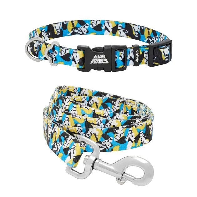 STAR WARS STORMTROOPER Collar, SM - Neck: 10 - 14-in, Width: 5/8-in + Dog Leash, SM - Length: 6-ft, Width: 5/8-in 1 STAR WARS STORMTROOPER Collar, SM - Neck: 10 - 14-in, Width: 5/8-in + Dog Leash, SM - Length: 6-ft, Width: 5/8-in